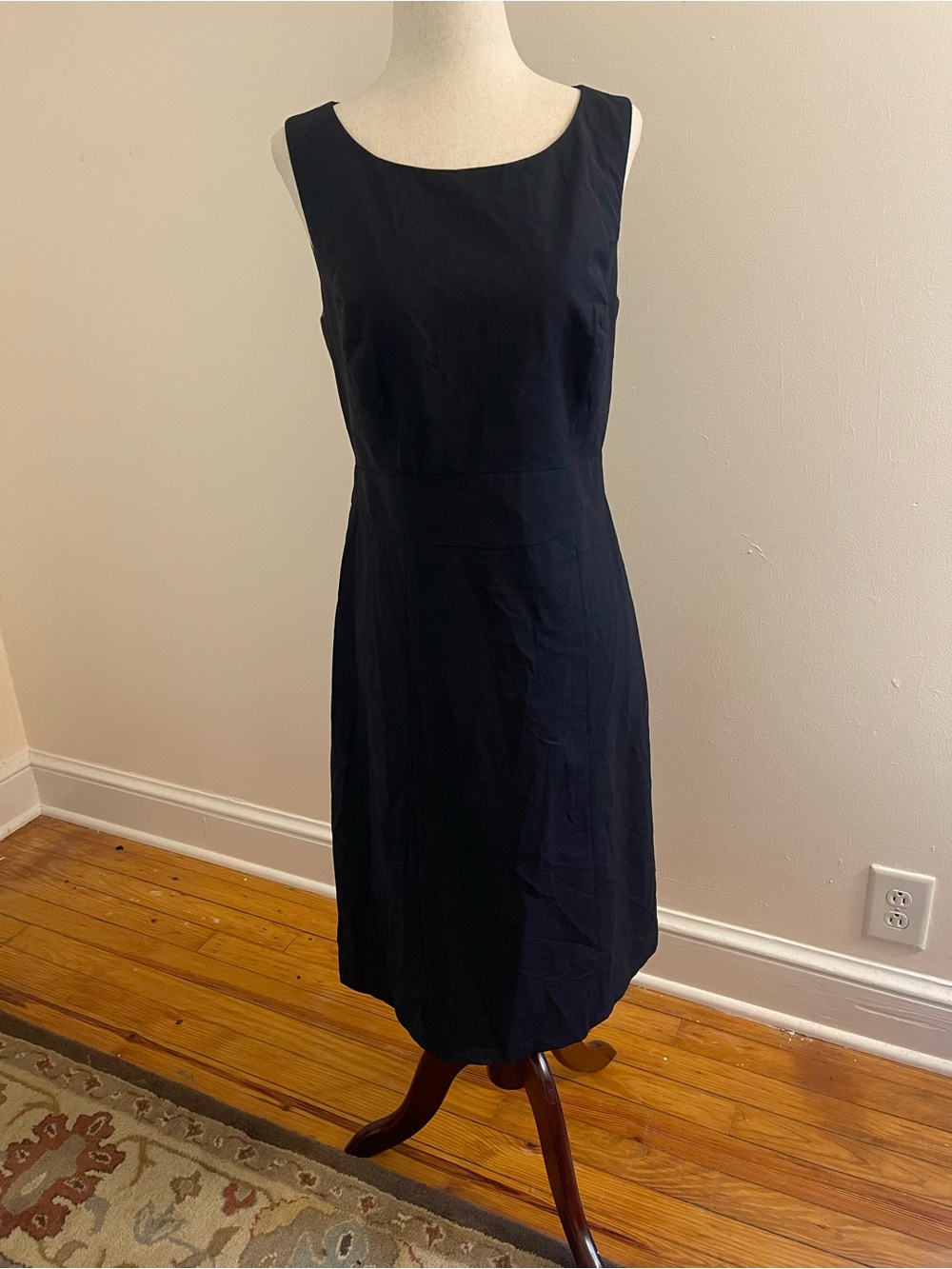 Talbots Black Wool Blend Sleeveless Sheath Dress Size 4
